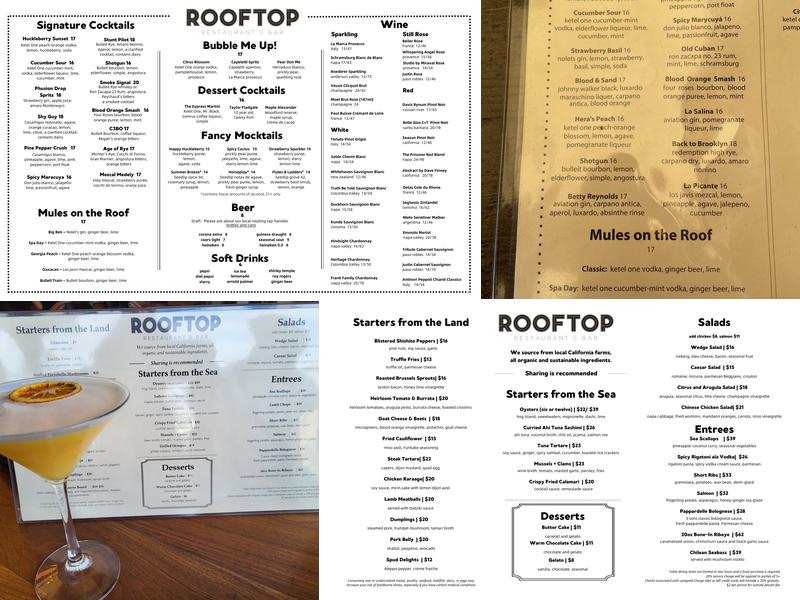 Rooftop Restaurant & Bar Menu