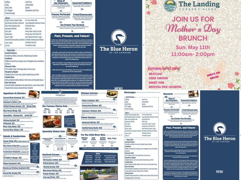 The Blue Heron Restaurant at The Landing Menu