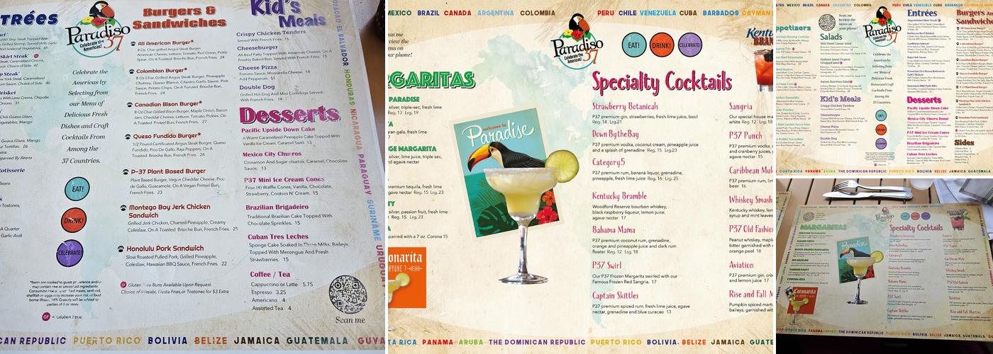 Paradiso 37 Menu
