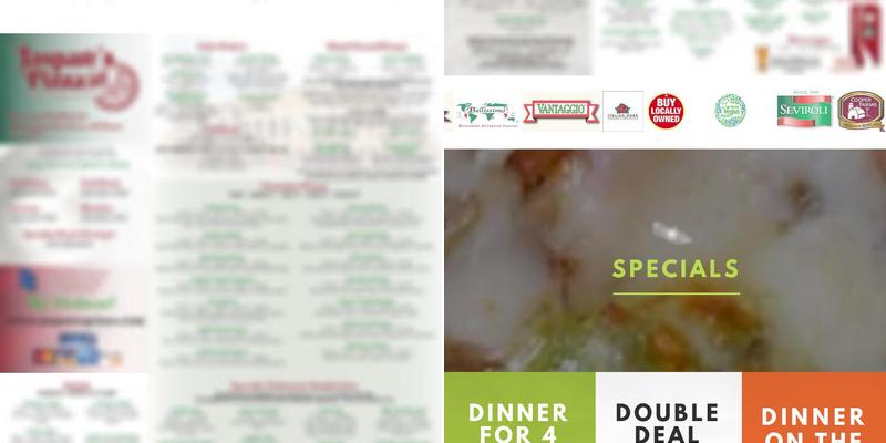 Jaspare's Pizza Menu