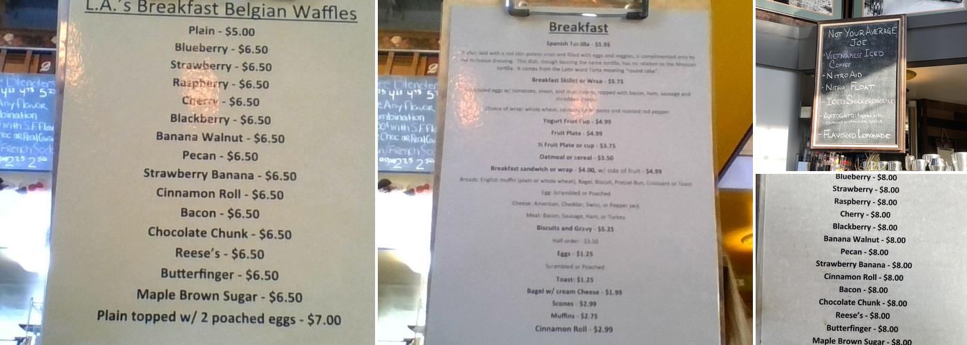 L.A.'s Coffee Cafe Menu