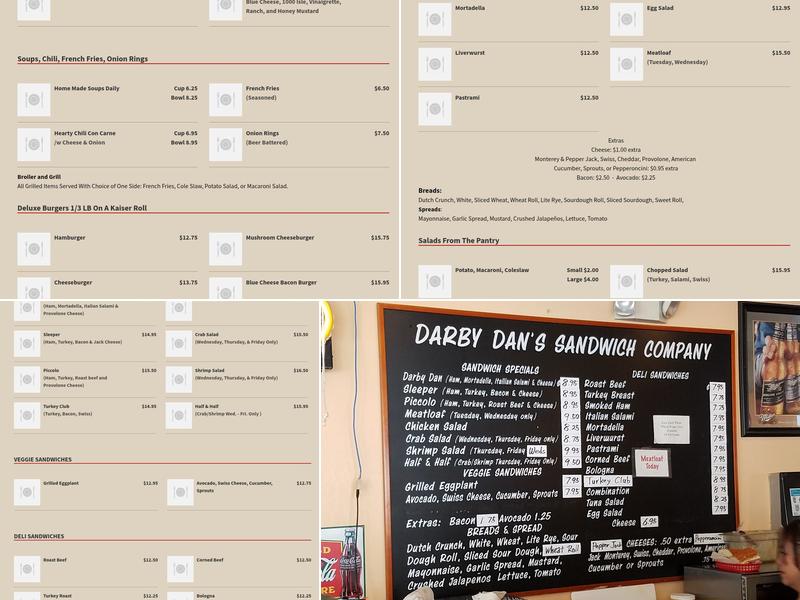 Darby Dan's Sandwiches Menu