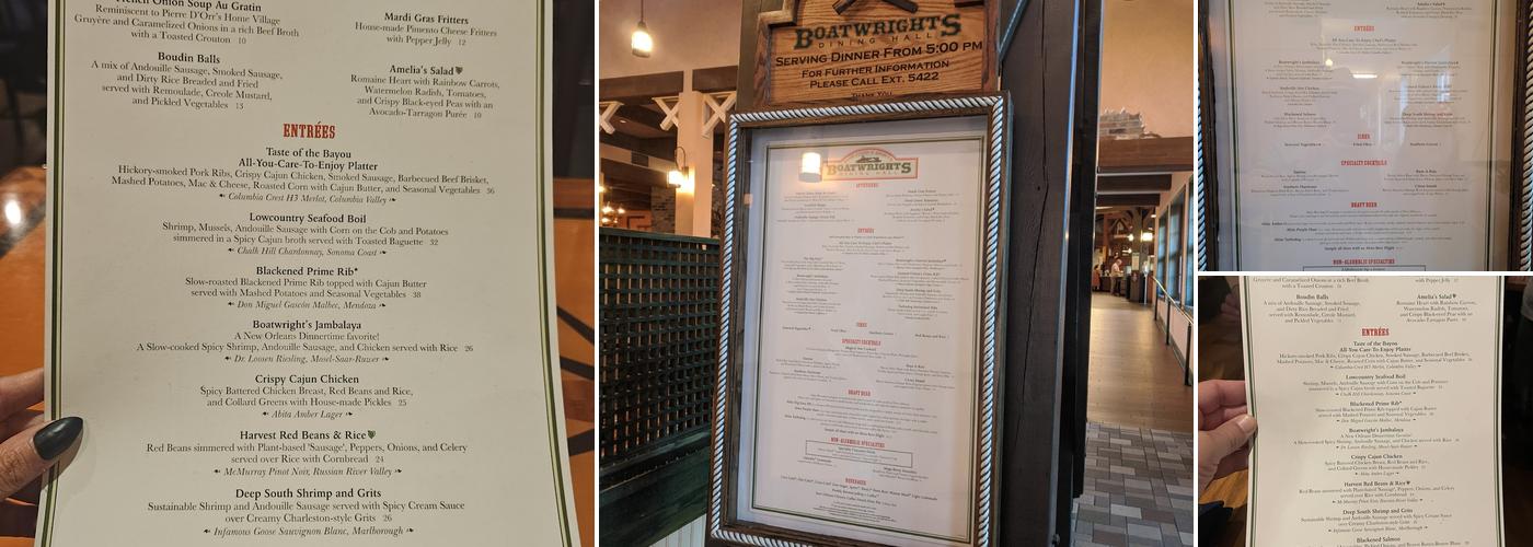 Boatwright's Dining Hall Menu