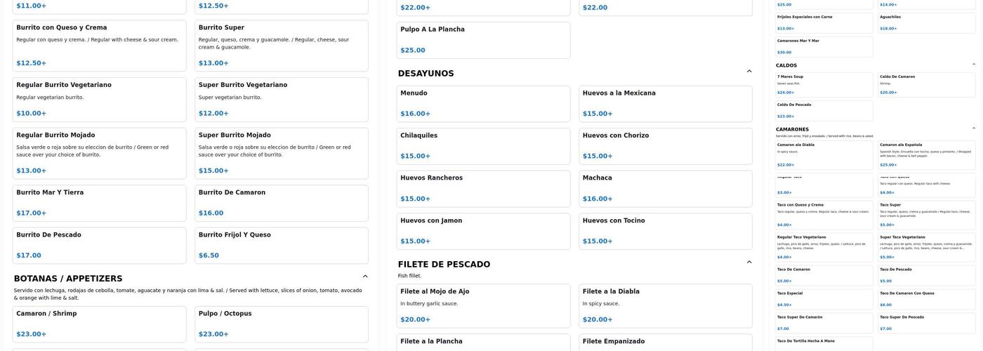 Mar Y Mar Menu