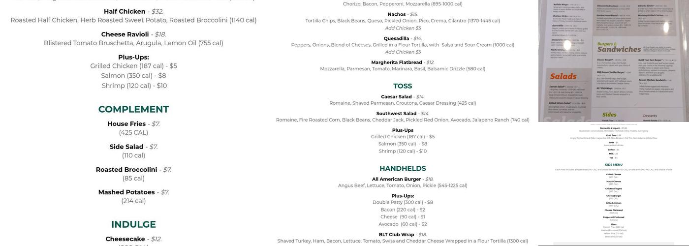 Palm Breezes Restaurant Menu