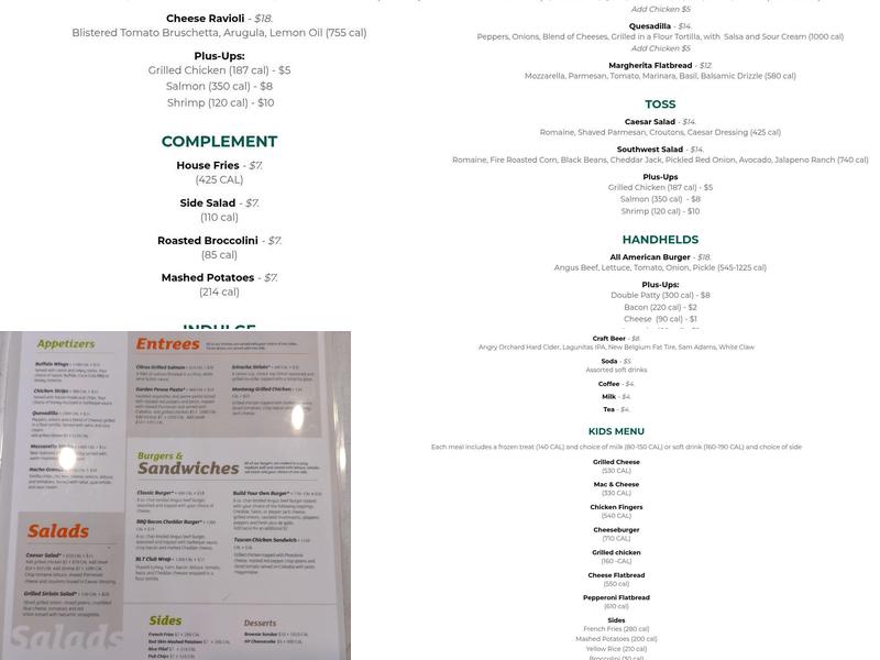 Palm Breezes Restaurant Menu