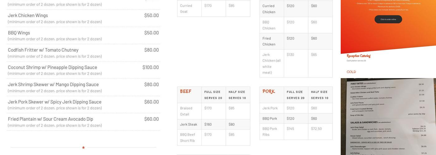 Flavas Jamaican Grill Menu