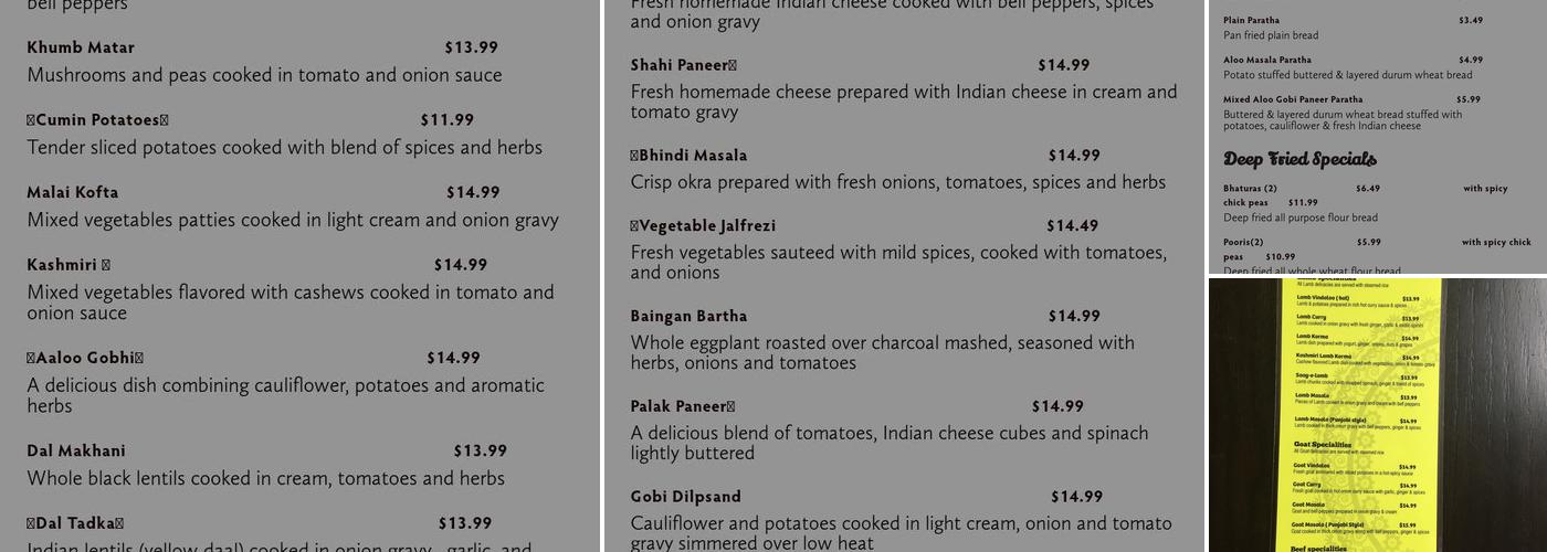 Cumin Indian Cuisine Menu