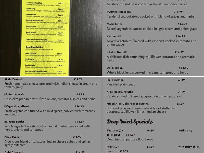 Cumin Indian Cuisine Menu