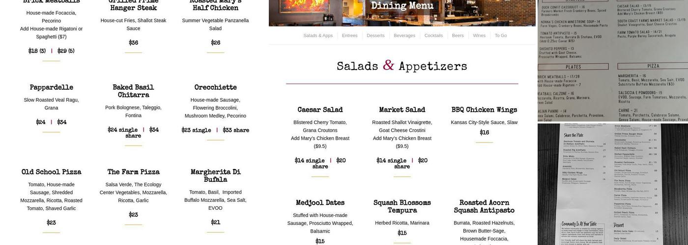 Brick Restaurant Menu