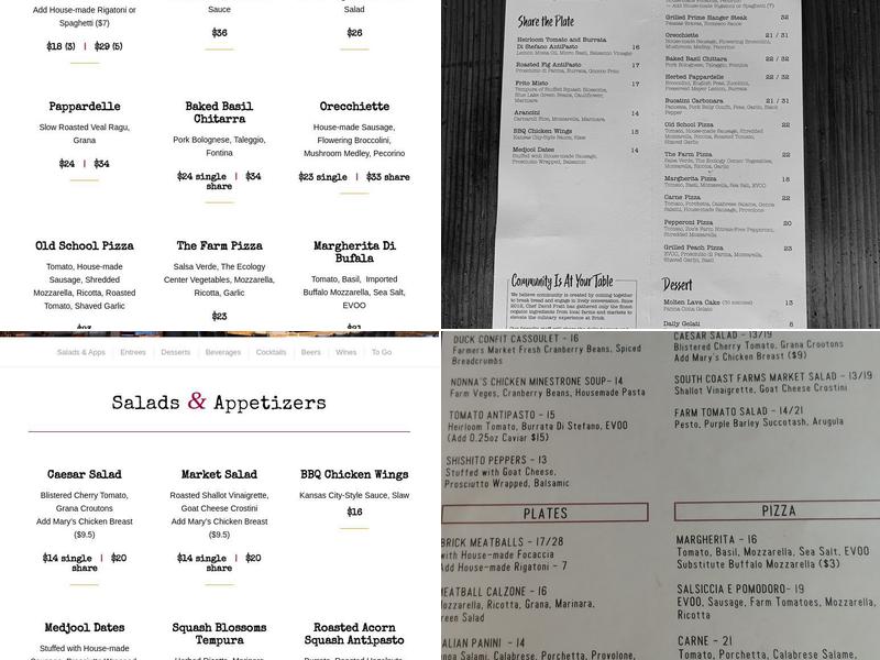 Brick Restaurant Menu