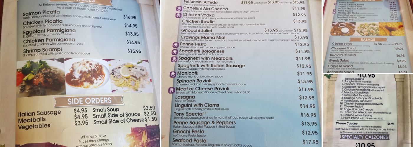Italian Cravings Menu