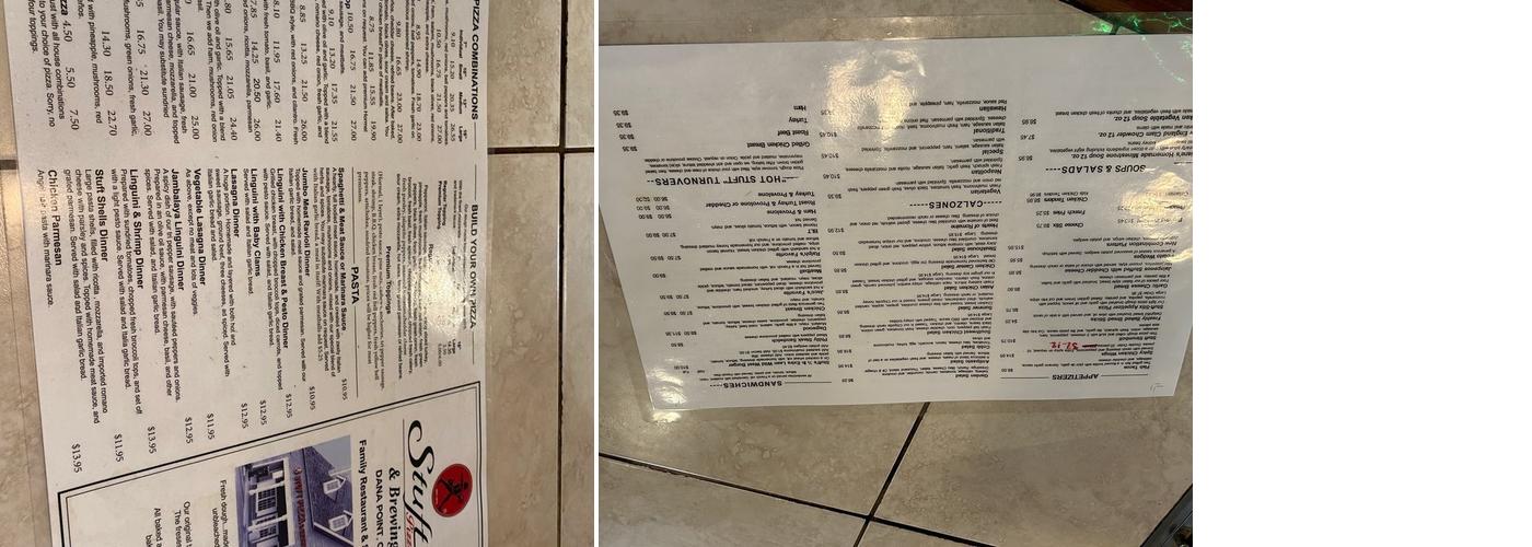 Stuft Pizza Menu