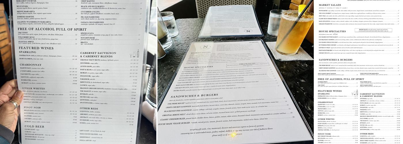 Nick's San Clemente Menu