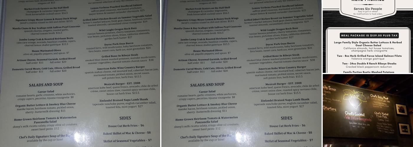 Vine Restaurant & Bar Menu