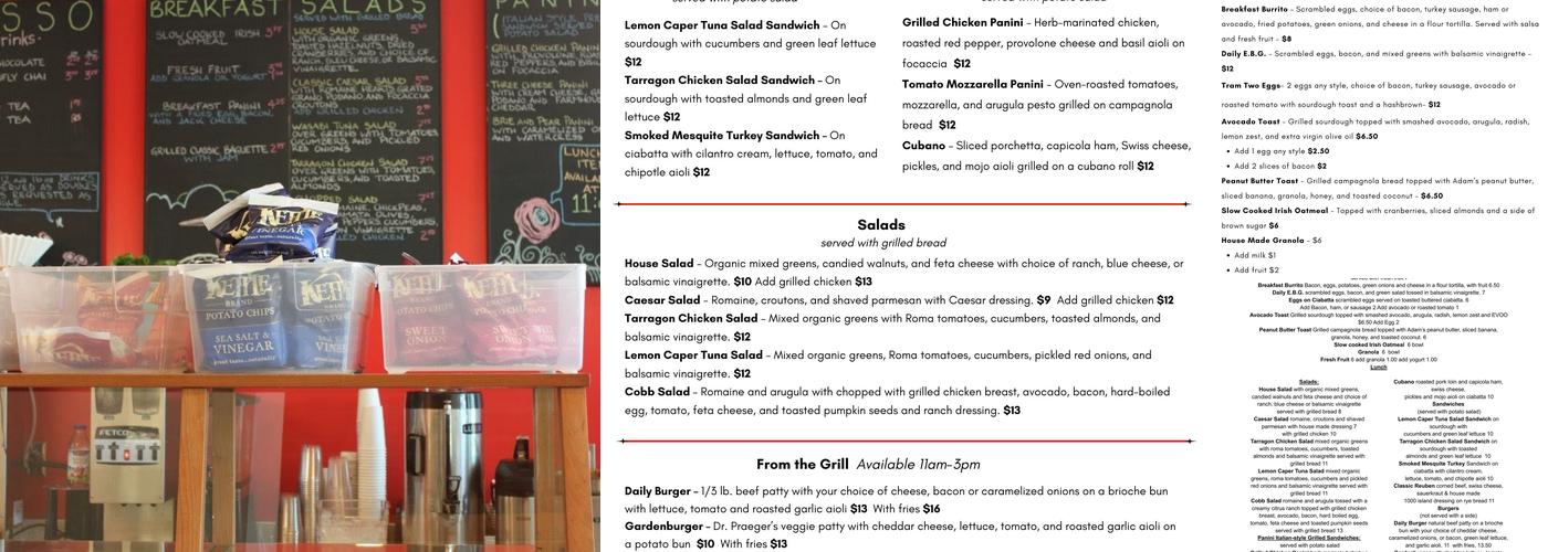 Daily Cafe At the Tram Menu