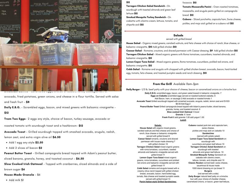 Daily Cafe At the Tram Menu