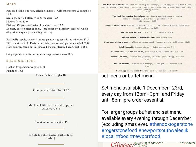 The Nook - Rogerstone Menu