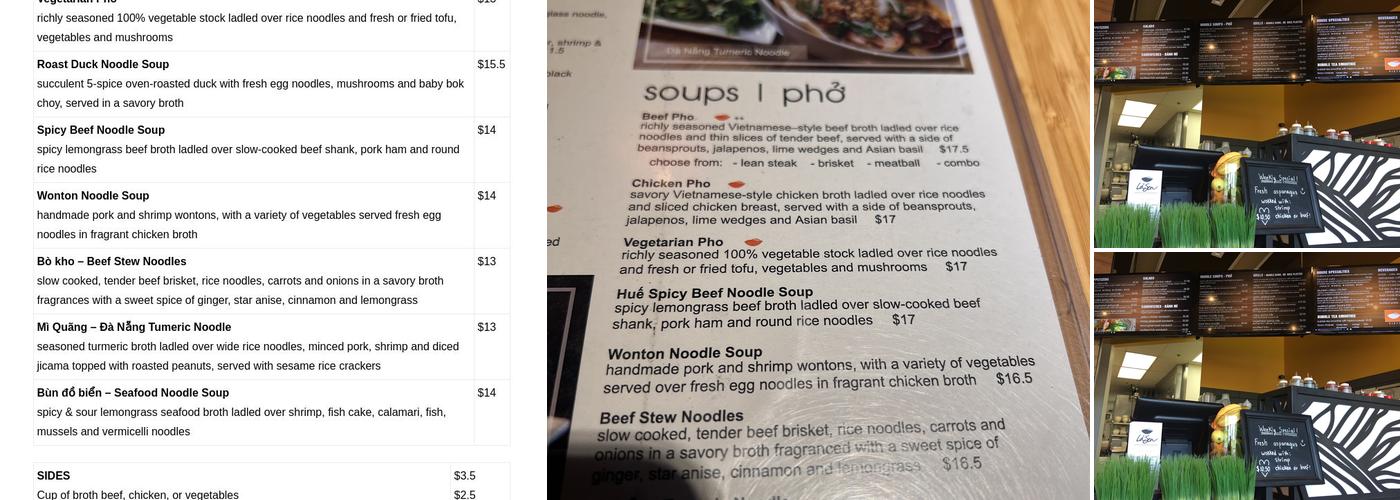 La Sen Vietnamese Grill Menu