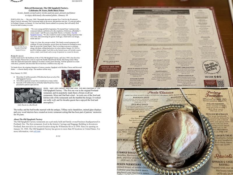 The Old Spaghetti Factory Menu