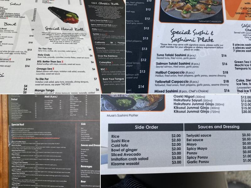Muse Sushi Bar Menu