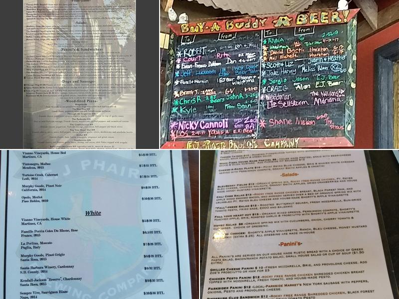 E.J. Phair Brewing Company Menu
