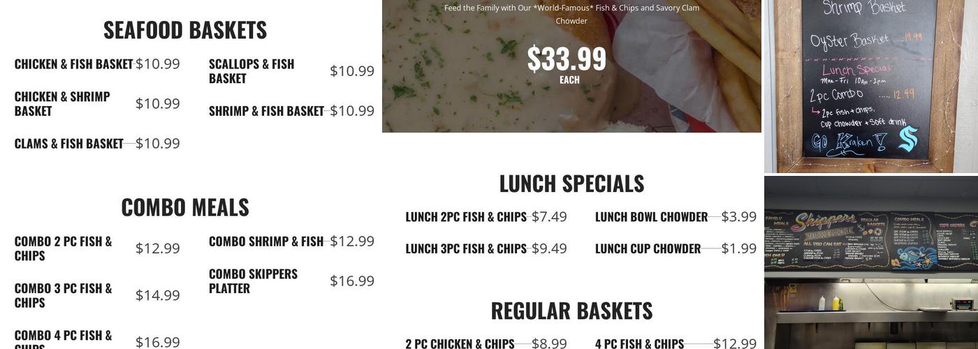 Skippers Seafood 'n Chowder Menu