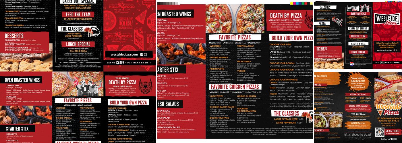 Westside Pizza Menu