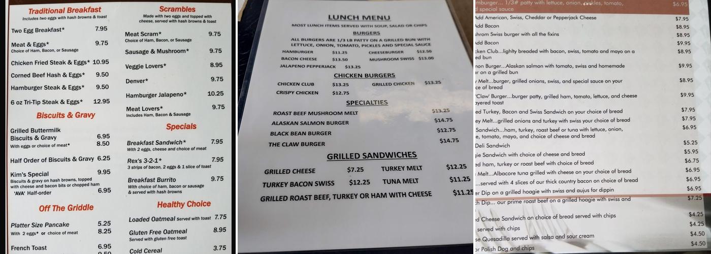 Enumclaw Golf Course Cafe Menu