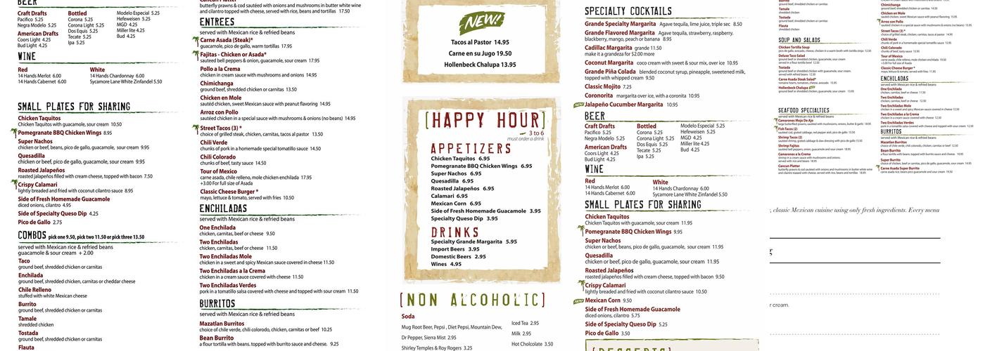 Mazatlan Restaurant Menu