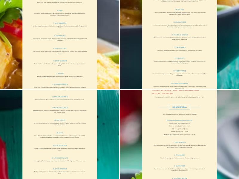 Thai Bite Thai Cuisine Menu