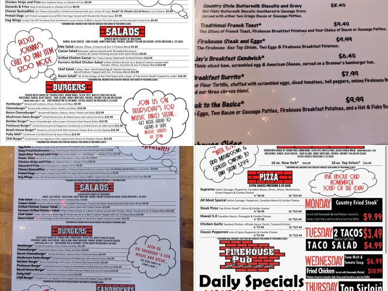 The Firehouse Pub - Buckley Menu