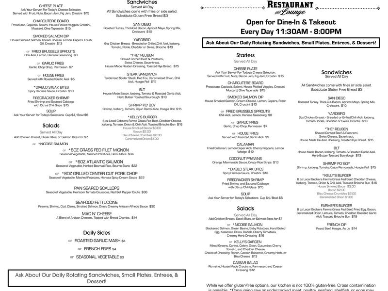 Kelly's Restaurant & Lounge Menu