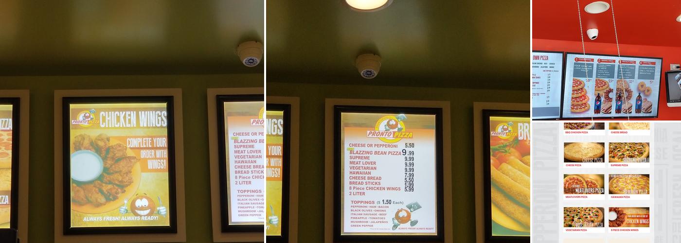 Pronto Pizza Menu