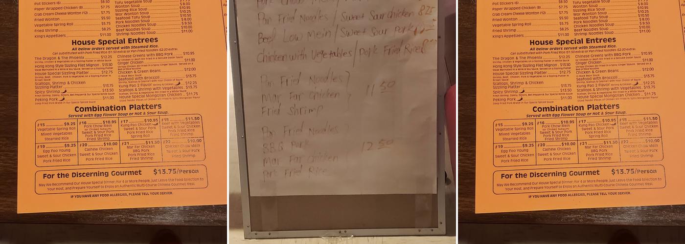 Nan Sing Gardens Menu