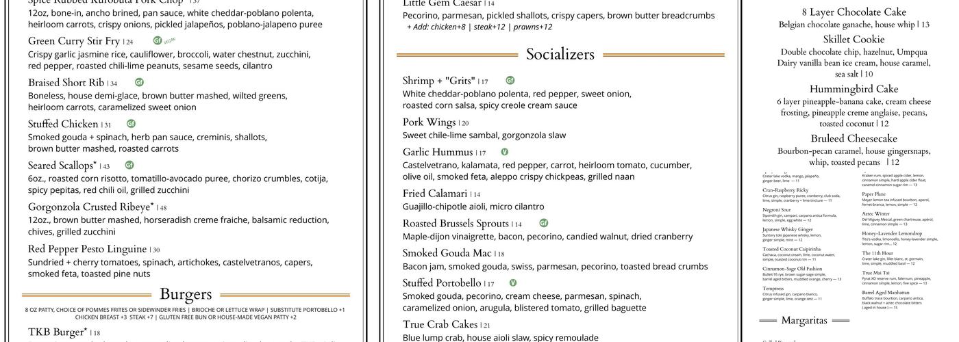 True Kitchen + Bar Menu