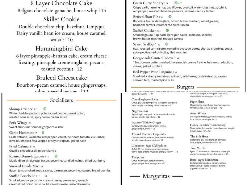 True Kitchen + Bar Menu