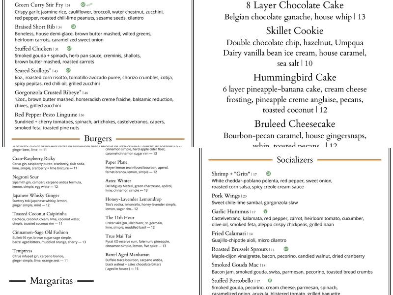 True Kitchen + Bar Menu