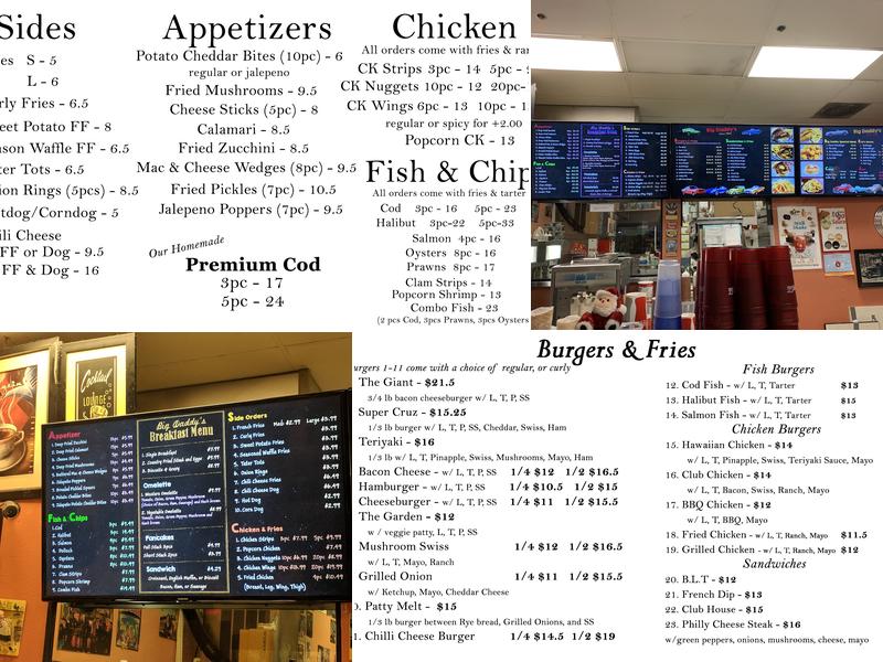 Big Daddy's Menu
