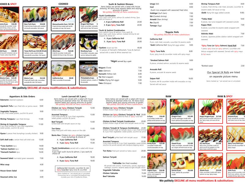 Sushi & Rolls Menu