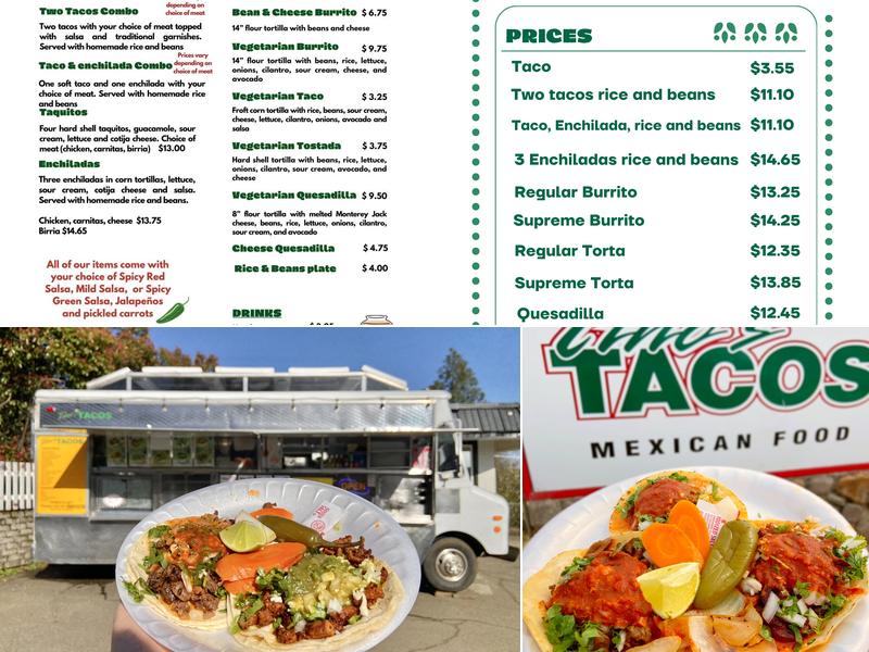 Tino's Tacos Menu