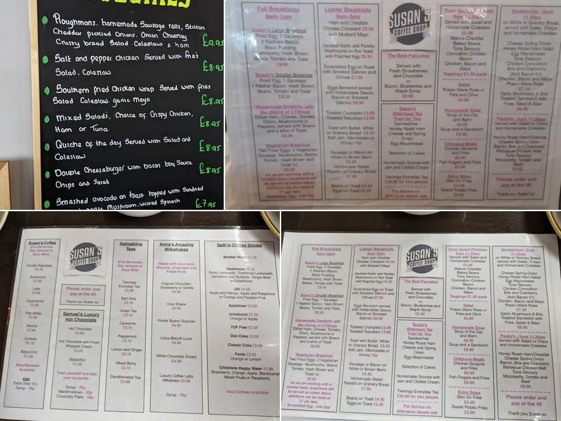 Susan's Coffee Shop Menu