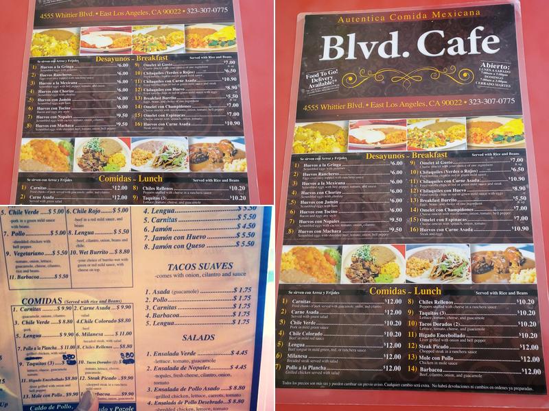 Boulevard Cafe Menu