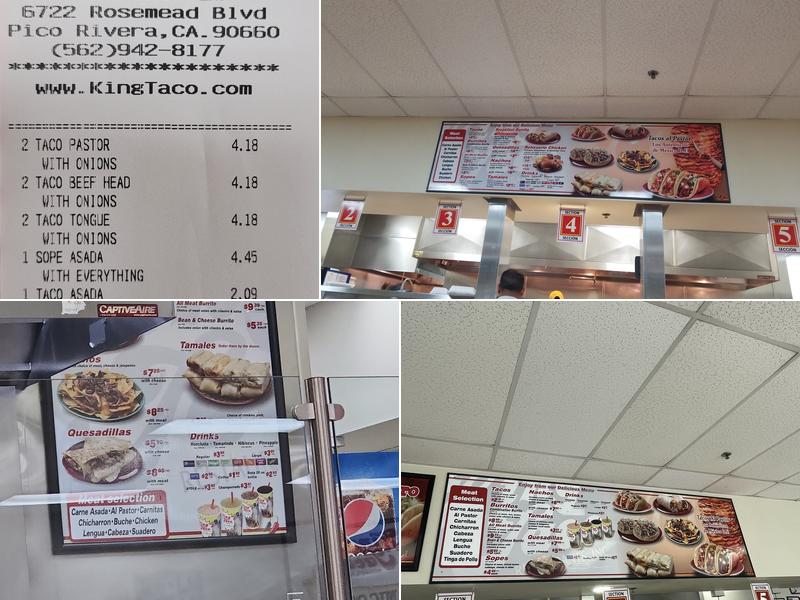 King Taco Menu
