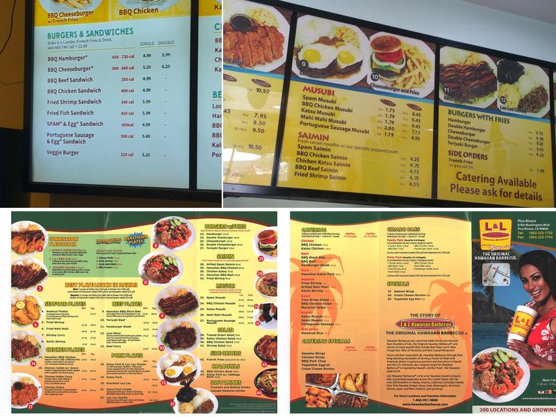L&L Hawaiian Barbecue Menu