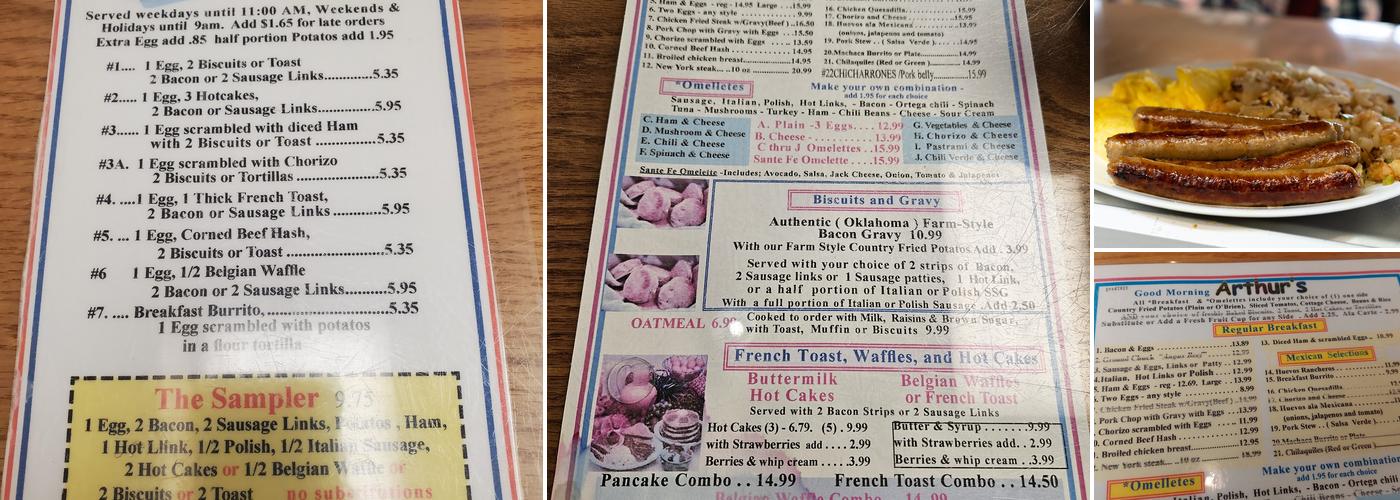 Arthur's Restaurant Menu