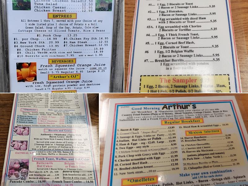 Arthur's Restaurant Menu