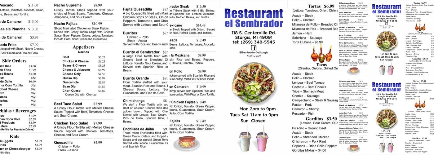 El Sembrador Menu