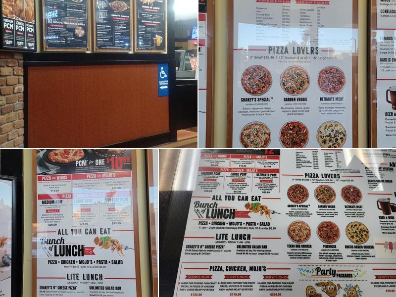 Shakey's Pizza Parlor Menu