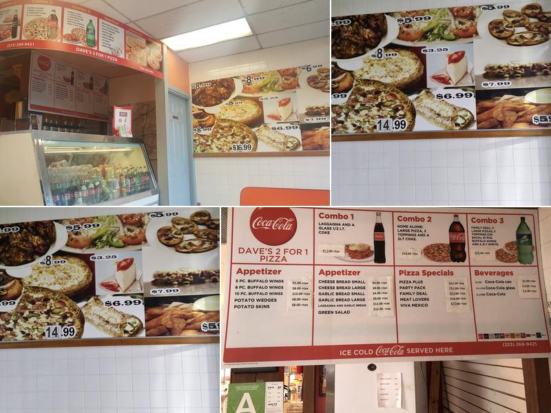 Dave's 2 For 1 Pizza Menu